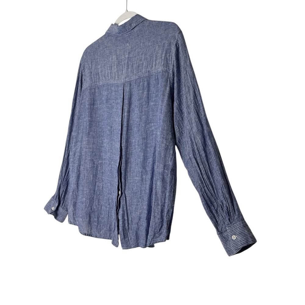 RAILS Shirt Womens Large Blue Sydney Button Up Long Sleeve Career Linen Blend - Picture 9 of 9